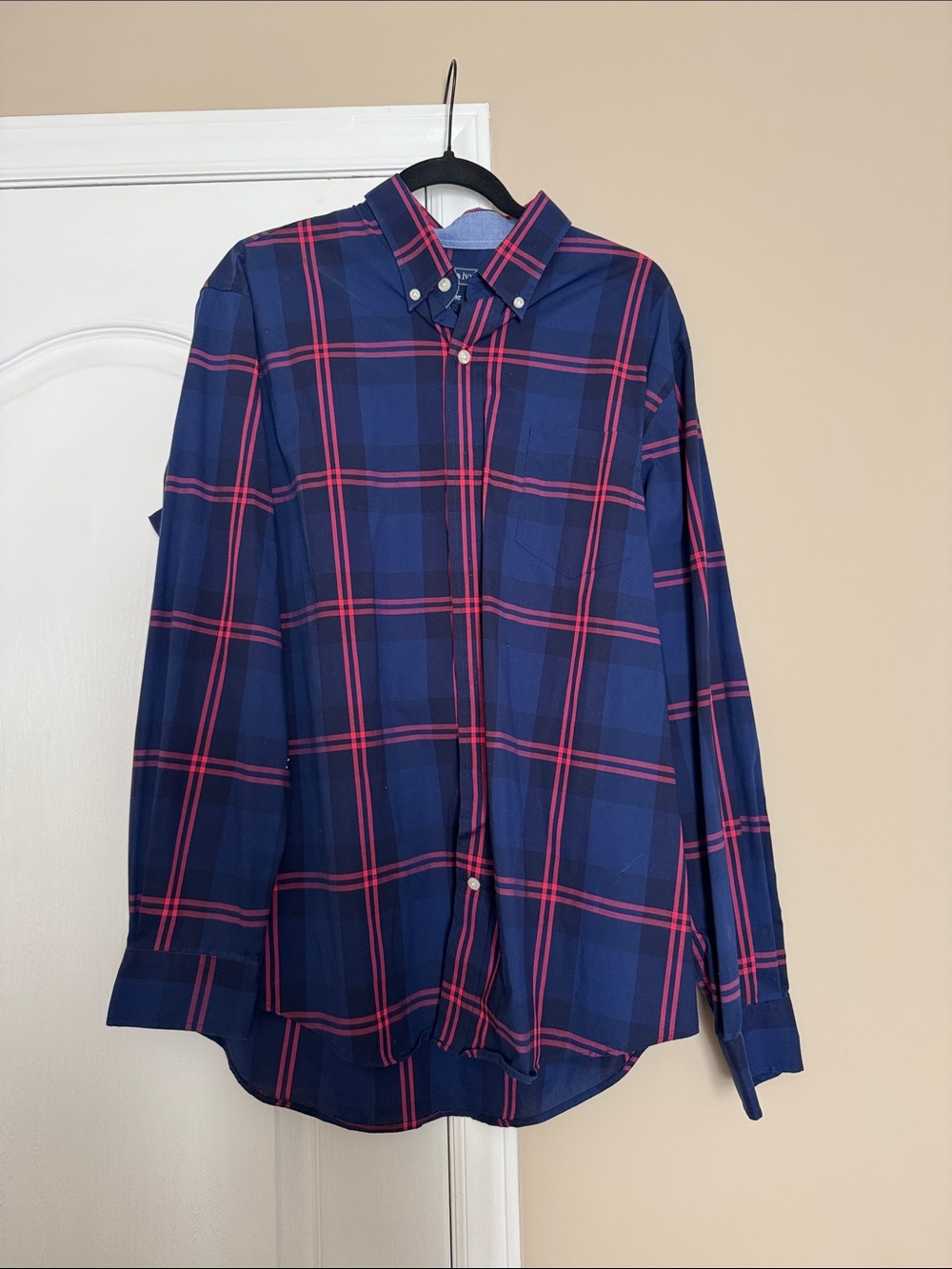 crown & ivy Navy Plaid Button-Down Shirt with Pink Windowpane